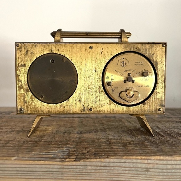 VTG Swiza brass alarm clock and barometer - Picture 4 of 8